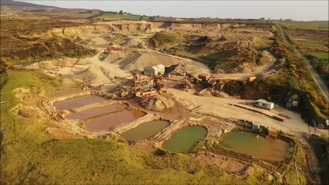 Drone view of sand quarry plant in Co. Tyrone, Ireland