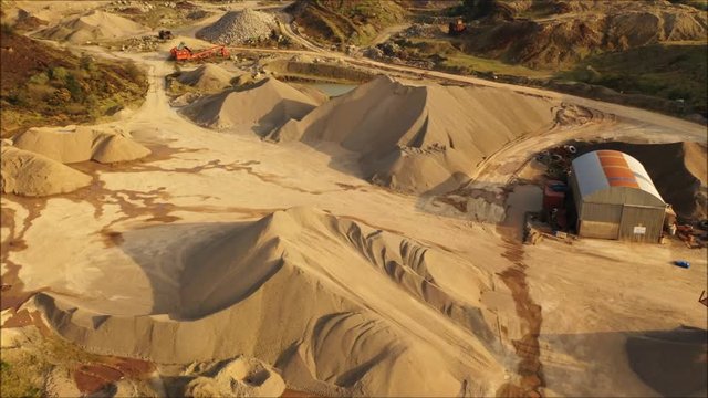 Drone view of sand/stone quarry in Co. Tyrone, Ireland.