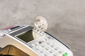 View of Virtual cryptocurrency concept image