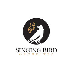 Singing bird logo design vector template