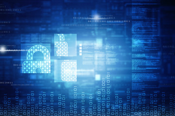 2d illustration Safety concept: Closed Padlock on digital background