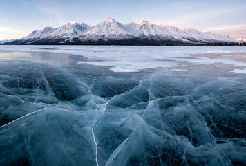 Ice Crack on Frozen Lake 