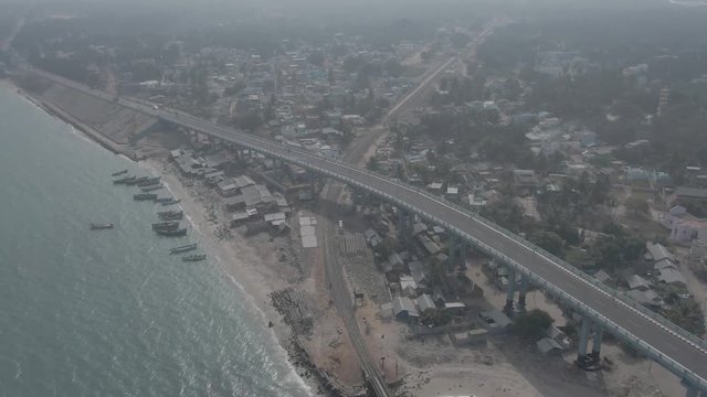 Rameswaram Pamban bridge, India, 4k aerial ugraded/raw