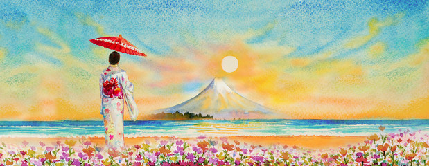 Panele Szklane  Travel Mount Fuji of Japan.