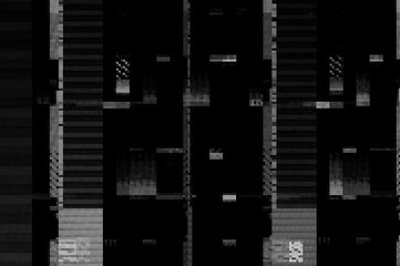 Pixel pattern of a digital glitch / Abstract black and white pixel pattern background of a digital glitch.