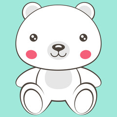 Toy cute cartoon smiling white bear