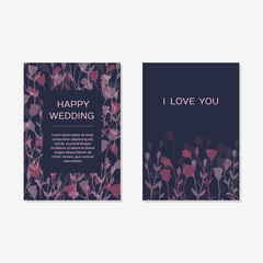 Naklejka na ściany i meble Elegant floral invite set, modern card in rose eustoma