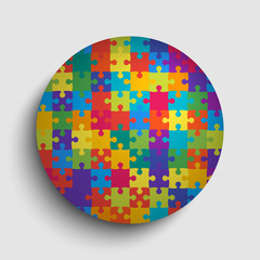 Circle puzzle jigsaw background, banner or blank.