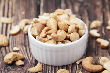 A bowl with cashew nuts	