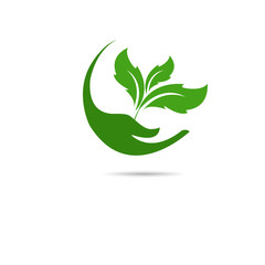 Sprout in a hand sign  protection. 