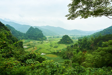 Obraz premium Mountain landscape north Vietnam. Beautiful view on the Ha Giang loop on the north of Vietnam. Motorbike trip
