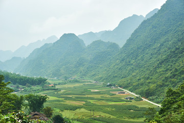 Mountain landscape north Vietnam. Beautiful view on the Ha Giang loop on the north of Vietnam. Motorbike trip
