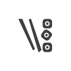 Sushi, rolls and chopsticks vector icon. filled flat sign for mobile concept and web design. Japanese food glyph icon. Symbol, logo illustration. Pixel perfect vector graphics