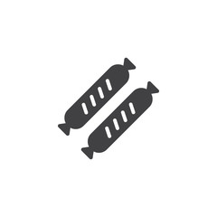 Grilled sausages vector icon. filled flat sign for mobile concept and web design. Two sausage glyph icon. Symbol, logo illustration. Pixel perfect vector graphics