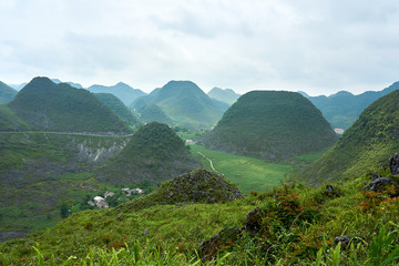 Fototapeta premium Mountain landscape north Vietnam. Beautiful view on the Ha Giang loop on the north of Vietnam. Motorbike trip