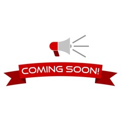 Megaphone with Coming Soon, sign icon logo