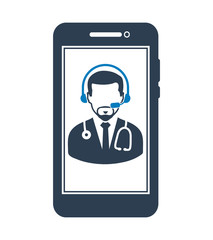 Online Medical consultant icon. Flat style vector EPS.