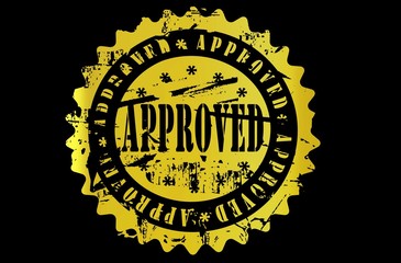 Approved premium quality label on dark background.