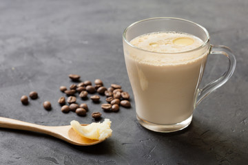 Bulletproof coffe. Ketogenic diet, healthy fast. 