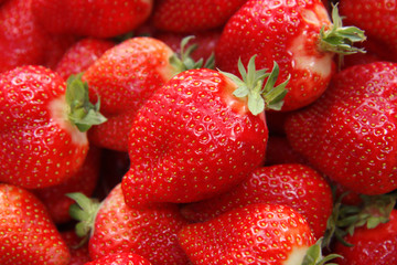 Strawberry fruit background Top view