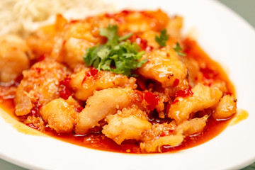 Spicy fried Pangasius Fillet (Pangasius Hypopthalmus),Thailand food