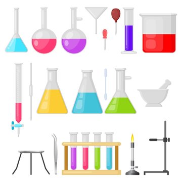 Set of laboratory equipment glassware Vector image