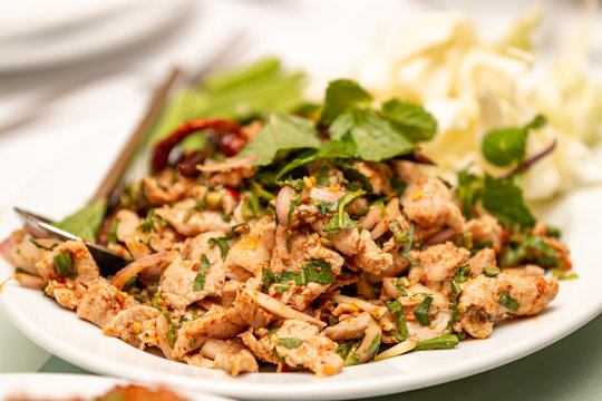 Thai food, Larb moo, Pork Cooked thai Style. Larb moo, Pork Cooked thai food 