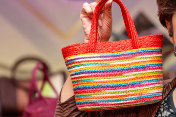 Colorful hand-made bags from natural materials