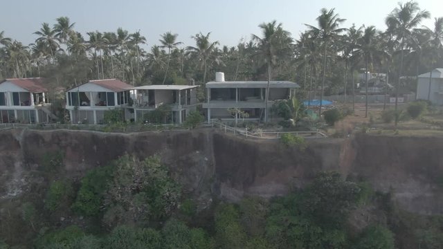 Varkala beach in Kerala, India, 4k aerial ungraded/flat