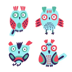 Fotobehang Funny owl set. Vector illustration. © texturis