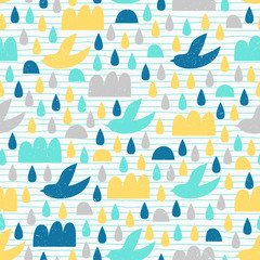 Abstract bird seamless pattern. Vector illustration.