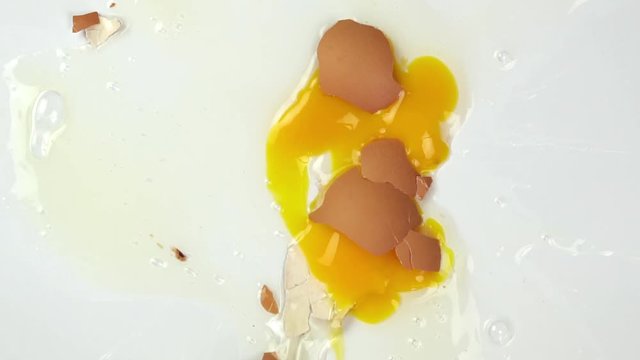 The eggs fall on white background, Slow motion