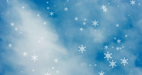 Fototapeta na wymiar White snowflakes on the black Christmas background. 3D render image