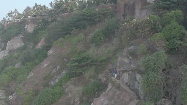 Varkala beach in Kerala, India, 4k aerial ungraded/flat