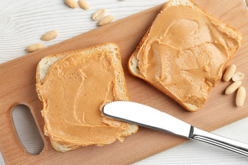 peanut butter sandwich on the table
