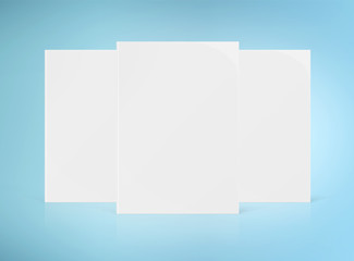 Three blank A4 book hardcover mockup isolated on white 3D rendering