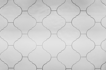real photo white tiles Seamless surface design with ogee ornament. Oriental traditional pattern...