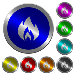 Flame luminous coin-like round color buttons