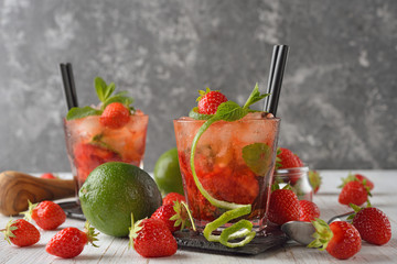Strawberry mojito cocktail