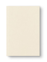 Closed beige blank book isolated on white