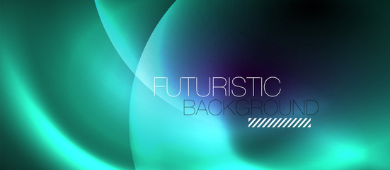 Shiny neon color light with circles abstract background