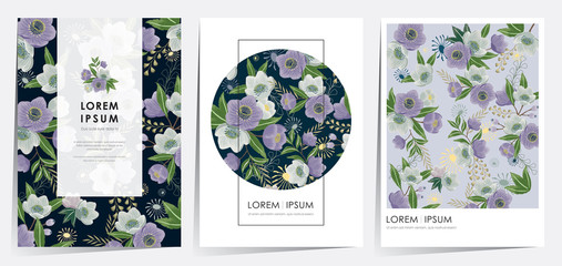  Vector illustration of a floral frame set in spring for Wedding, anniversary, birthday and party. Design for banner, poster, card, invitation and scrapbook 