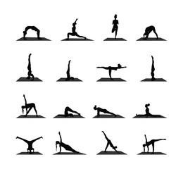 set of yoga silhouettes