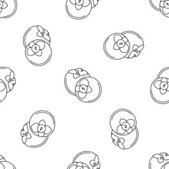 Fruits seamless pattern with icons. Style Outline. Vector background. White background, black icon.