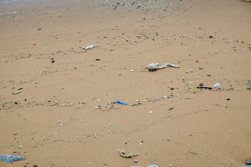 Garbage on the beach, environmental pollution