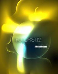 Neon glowing wave lines, blue hi-tech futuristic abstract background template