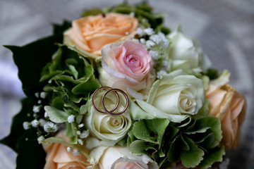 Wedding bridal bouquet of roses, flowers, beautiful bouquet