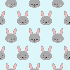 Seamless pattern with cartoon bunnies for kids. Abstract art print. background with cute animals. Vector illustration