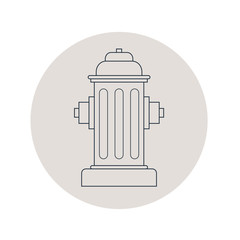 Icono plano lineal toma de agua bomberos en círculo color gris