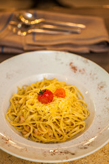 Pasta with meat,mince,cheese, tomato sauce and vegetables